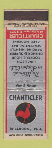 Matchbook Cover - Chanticler Millburn NJ restaurant WEAR