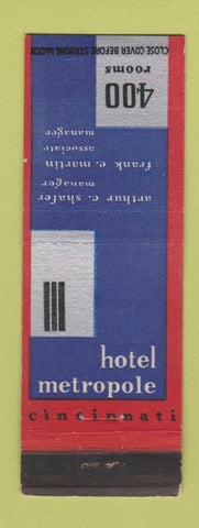 Matchbook Cover - Hotel Metropole Cincinnati OH