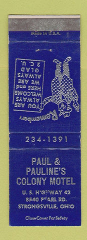 Matchbook Cover - Paul & Pauline's Colony Motel Strongsville OH WEAR