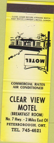 Matchbook Cover - Clear View Motel Peterborough ON