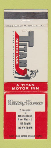 Matchbook Cover - Hiway House Albuquerque NM Titan Motor Inns WEAR