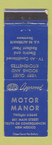 Matchbook Cover - Motor Manor Truth of Consequences NM