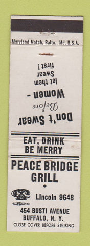 Matchbook Cover - Peace Bridge Grill Buffalo NY