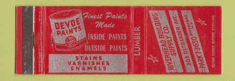 Matchbook Cover - Devoe Paints Riverhead Building Supply NY