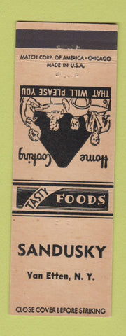 Matchbook Cover - Sandusky Restaurant Van Etten NY