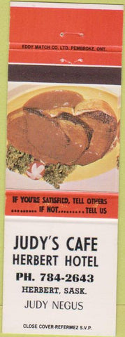 Matchbook Cover - Judy's Cafe Hubert Hotel SK