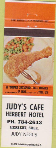 Matchbook Cover - Judy's Cafe Hubert Hotel SK