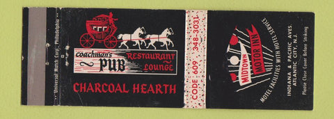 Matchbook Cover - Coachman's Pub Midtown Motor Inn Atlantic City NJ