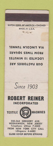 Matchbook Cover - Robert Reiner Textile Machines Weehawken NJ WEAR
