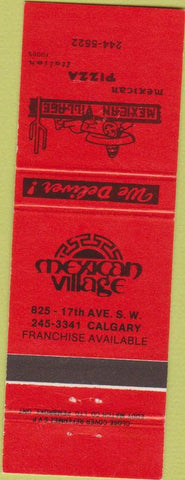 Matchbook Cover - Mexican Village Pizza Calgary Alberta