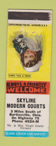 Matchbook Cover - Skyline Modern Courts Model Bartlesville OK