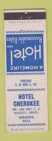 Matchbook Cover - Hotel Cherokee OK