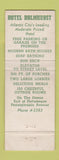 Matchbook Cover - Hotelb Holmhurst Atlantic City NJ Hydrangea WEAR