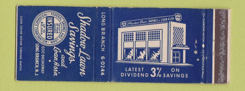 Matchbook Cover - Shadow Lawn Savings and Loan Long Branch NJ