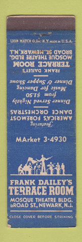 Matchbook Cover - Frank Dailey's Terrace Room Newark NJ