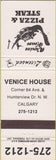 Matchbook Cover - Venice House Calgary Alberta