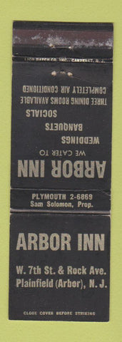 Matchbook Cover - Arbor Inn Plainfield NJ WEAR