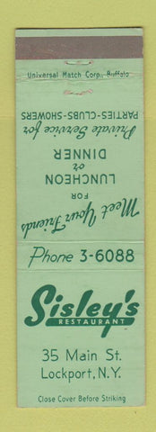 Matchbook Cover - Sisley's Restaurant Lockport NY