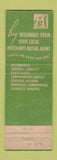 Matchbook Cover - Merchants Mutual Insurance Grant Dier Clayton NY