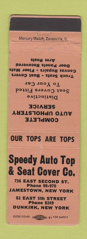 Matchbook Cover - Speedy Auto Top Seat Covers Dunkirk NY WEAR