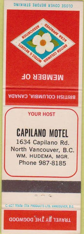 Matchbook Cover - Capilano Motel North Vancouver BC