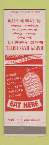 Matchbook Cover - Happy Days Hotel Freehold NY