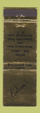 Matchbook Cover - Edson's Hotel Bar Grill Greenwood Lake NY WEAR