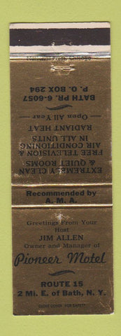 Matchbook Cover - Pioneer Motel Bath NY WEAR