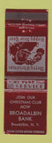 Matchbook Cover - Broadalbin Bank NY Christmas WEAR