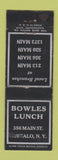 Matchbook Cover - Bowles Lunch Buffalo NY WEAR