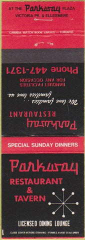 Matchbook Cover - Parkway Restaurant Toronto ON