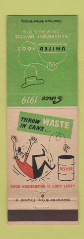 Matchbook Cover - United Foods Cleveland OH Safety Trash Refuse