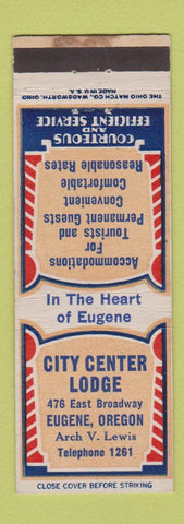 Matchbook Cover - City Center Lodge Eugene OR WEAR