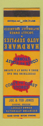 Matchbook Cover - Coast to Coast Hardware Joe & Ted Jones Eugene OR