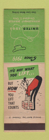 Matchbook Cover - United Foods Cleveland OH Safety Lifting