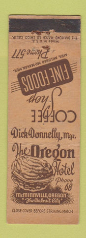 Matchbook Cover - Oregon Hotel McMinnville OR low phone # WEAR