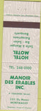 Matchbook Cover - Hotel Motel Manior Montmagny QC