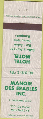 Matchbook Cover - Hotel Motel Manior Montmagny QC