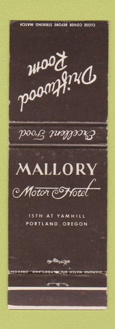 Matchbook Cover - Mallory Motor Hotel Portland OR Driftwood Room WEAR