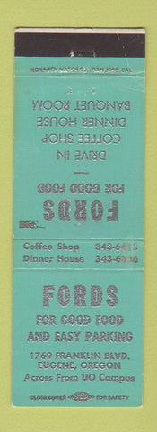 Matchbook Cover - Fords Restaurant Eugene OR