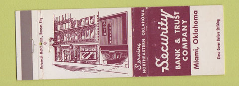 Matchbook Cover - Security Bank and Trust Miami OK
