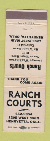 Matchbook Cover - Ranch Courts Motel Henryetta OK WEAR