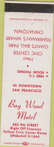 Matchbook Cover - Bay Wood Motel San Francisco CA