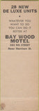 Matchbook Cover - Bay Wood Motel San Francisco CA