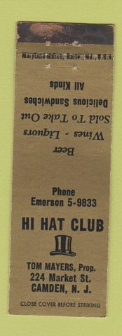 Matchbook Cover - Hi Hat Club Camden NJ WORN