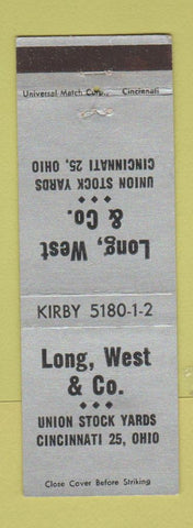 Matchbook Cover - Long West and Company Cincinnati OH livestock?