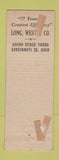 Matchbook Cover - Long West and Company Cincinnati OH livestock?