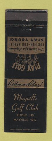 Matchbook Cover - Mayville Country Club Mayville WI low phone # WEAR