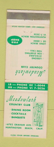 Matchbook Cover - Meadowlark Country Club Huntington Beach CA