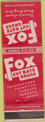 Matchbook Cover - Fox Cut Rate Drugs Wausau WI wear
